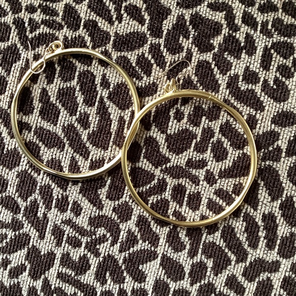 Boho Gold Hammered Hoop Earrings - Picture 5 of 6